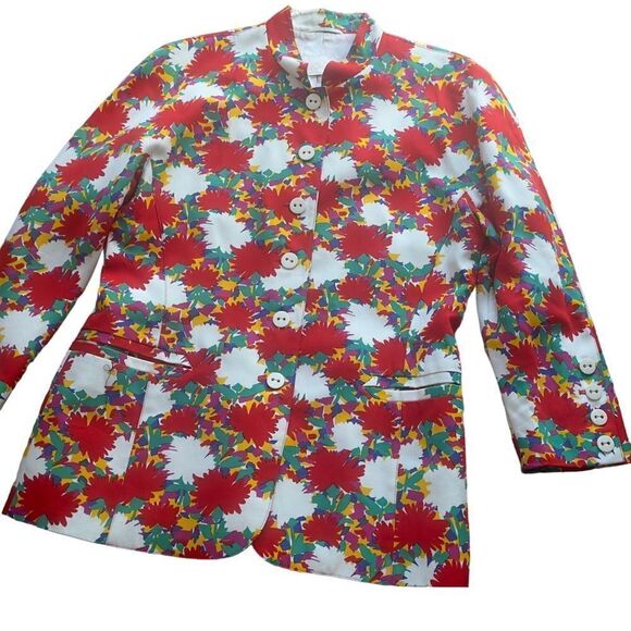 ESCADA by Margaretha Ley Multicolored Floral Button Down Jacket LARGE - Picture 5 of 15